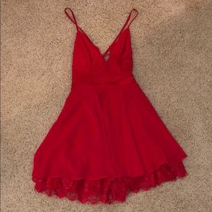 Red Dress. Lace top and bottom